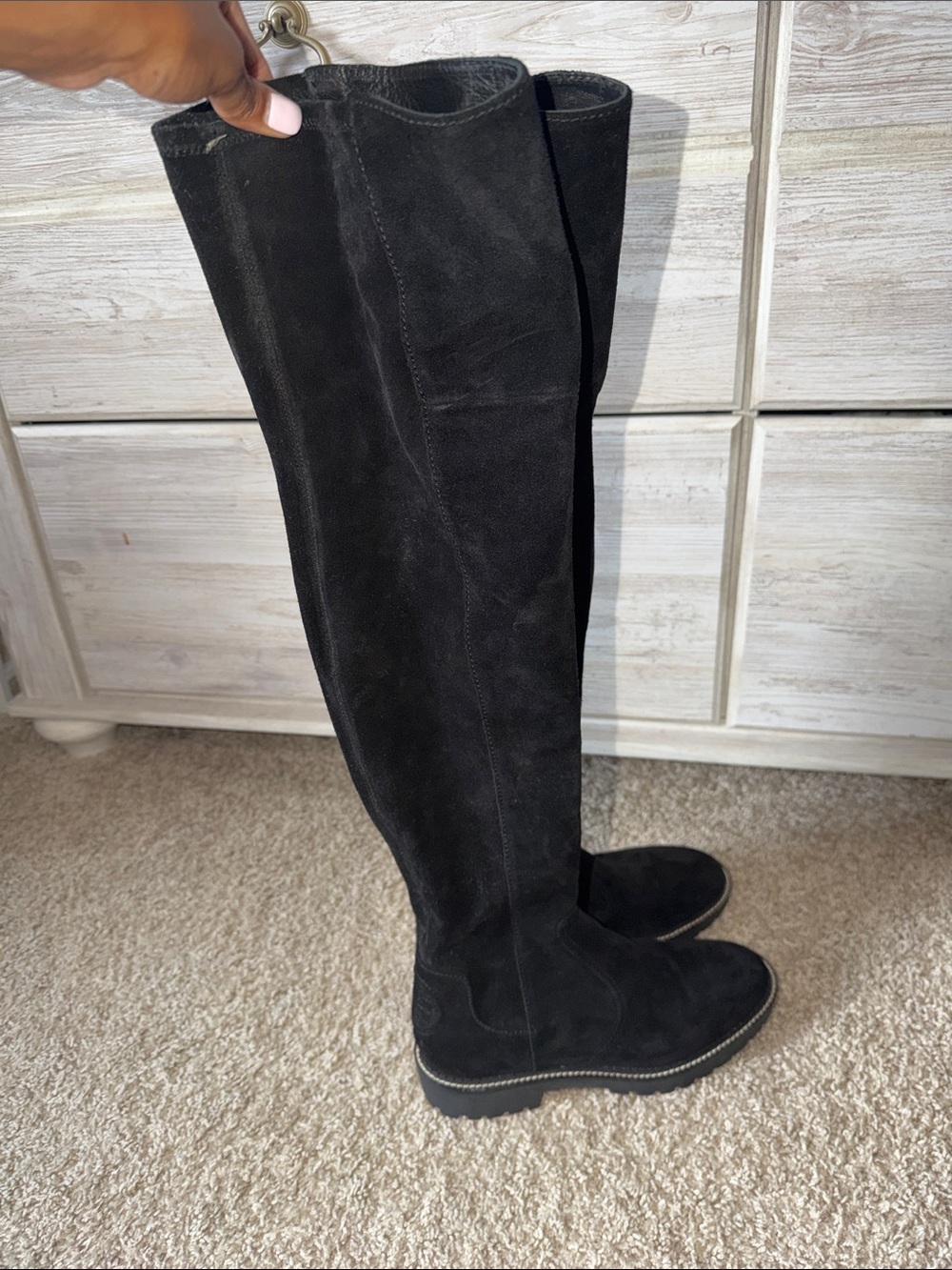 Tory Burch Black Suede Over-the-Knee Boots